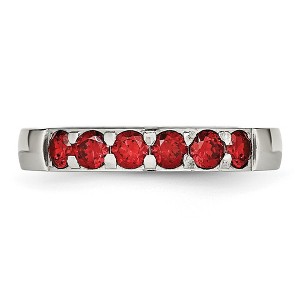 Chisel Stainless Steel Polished Red Cubic Zirconia 4mm Band Ring - 1 of 4