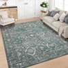 Vintage Floral Printed Distressed Rug for Living Room Retro Thin Washable Area Rugs for Bedroom Low Pile Non Slip Ultra Soft Carpet - 2 of 4