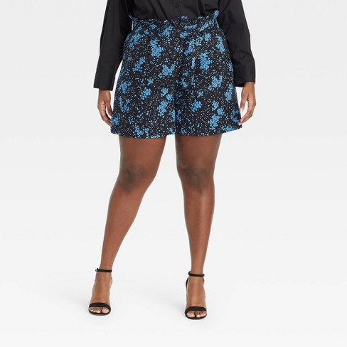 Women S Plus Size Floral Print High Rise Shorts Who What Wear Black 16w Target