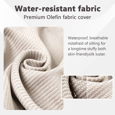 Close-up of beige Olefin cushion fabric texture