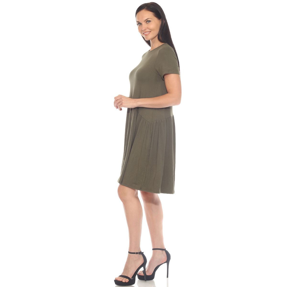Women's Asymmetrical Waist and Short Sleeve Swing Dress - White Mark - thumbnail 7