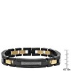 Steeltime Men's two tone black ip and 18k gold plated stainless steel link bracelet with cable wire inlay - 3 of 4