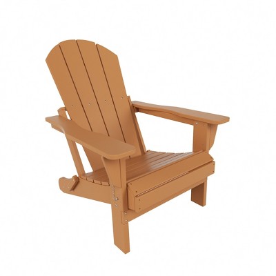 Teak HDPE Folding Adirondack Chair with Wide Armrests