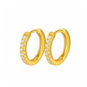 Small Huggie Hoop Earrings for Women 14kt Gold Plated CZ Body Jewelry by Ginger Lyne Collection - 1 of 4