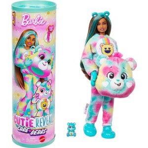 Barbie Cutie Reveal Care Bears Doll & Accessories, Series 2 Good Vibes Bear with 10 Surprises - 1 of 4