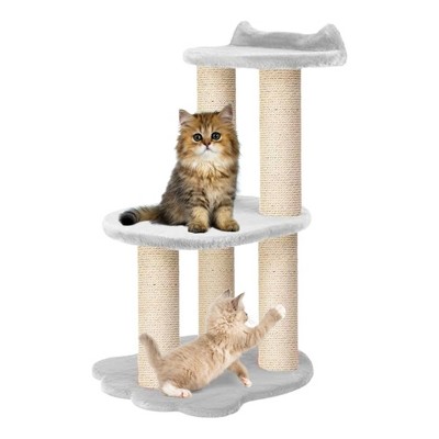 Noba 34 Inch Classic Comfort for Indoor Modern Premium Cats and Kittens Scratcher Larger Base for Better Stability, (Furs: White, Rope: Natural)