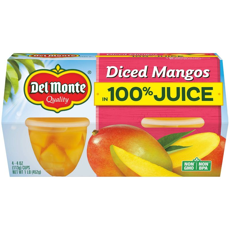 Del Monte Diced Mango Fruit Cups - 4oz 4pk, 1 of 9
