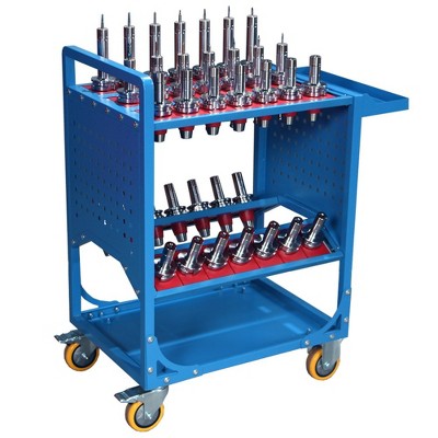 BT40 Service Cart, CNC Rolling Carts With Wheels 40 Taper, CAT 40 Tool Holder Mobile Tool Storage Organizer 35CAP For Storehouse Factory Garag