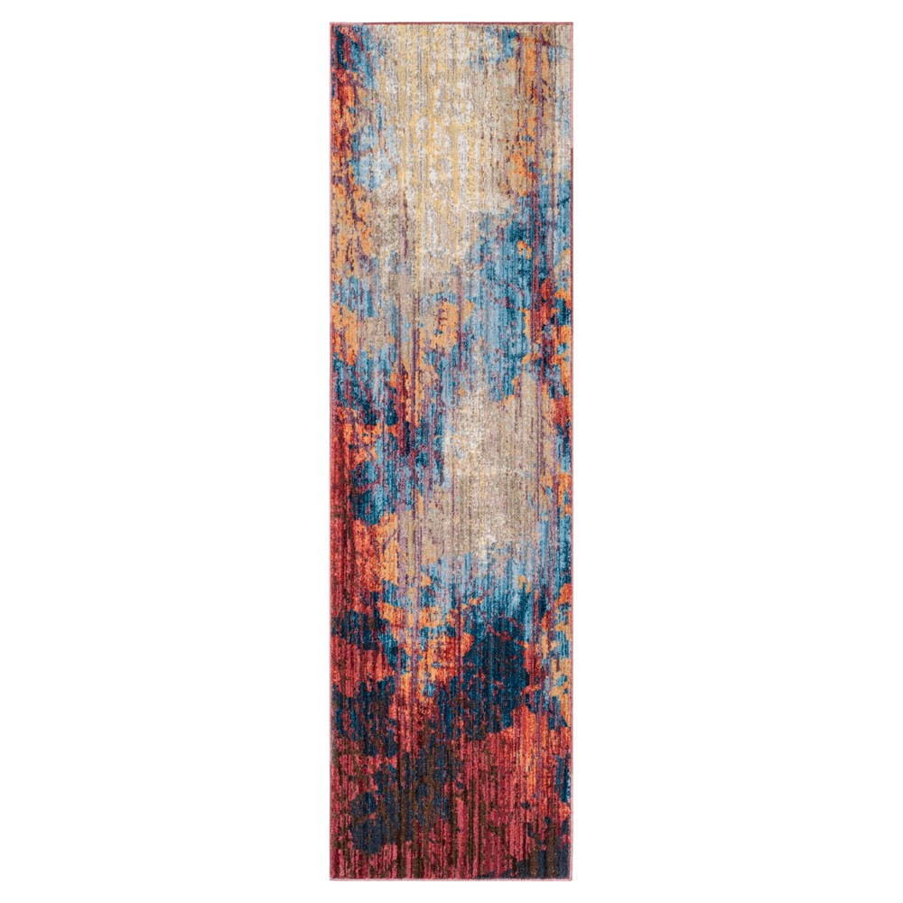 2'3inx8' Runner Blue/Rust Splatter Loomed - Safavieh