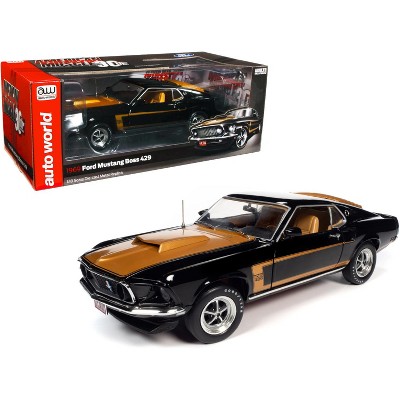 1969 Ford Mustang Boss 429 Fastback Black & Gold w/Gold Interior "American Muscle 30th Anniv." 1/18 Diecast Model by Autoworld