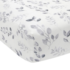 Lambs & Ivy Painted Forest Cotton Fitted Crib Sheet - Gray, White, Outdoors - 1 of 4