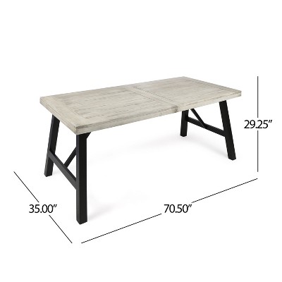 Borocay Light Gray Acacia Wood Splayed H-Frame Dining Table