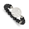 Chisel Stainless Steel Polished Tree of Life 8mm Black Agate Beaded Stretch Bracelet - 2 of 4