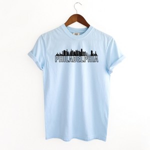 Simply Sage Market Women's Philadelphia Buildings Short Sleeve Garment Dyed Tee - 1 of 2