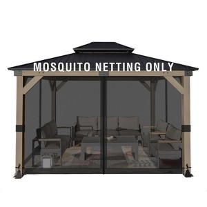 Aoodor Gazebo Replacement Netting Screen, Universal Gazebo 4-Panel Mosquito Net Sidewalls with Double Zippers for Outdoor Patio - 1 of 4