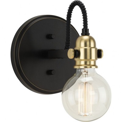 Progress Lighting Axle 1-Light Vintage Bath Vanity Light, Steel, Antique Bronze, Up/Down Mounting, Damp Rated
