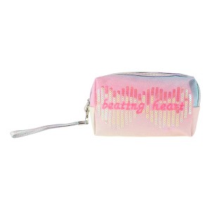 Unique Bargains Women Sequin Beating Heart Makeup Bag Pink Blue Yellow 1 Pc - 1 of 3