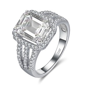 Halo Engagement Ring for Women 4Ct Emerald Cz Sterling Silver Ginger Lyne Collection - 1 of 4