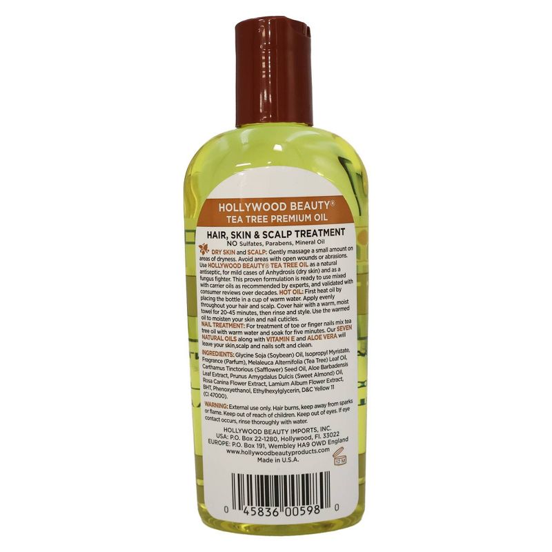 Hollywood Beauty Tea Tree Hair, Scalp, and Skin Oil - 8 fl oz, 3 of 5