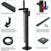 Black Faucets Brass Floor-Mounted Thermostatic Bathtub Faucet with Waterfall Tub Filler and Hand Shower - 2 of 4