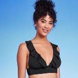 Women's Ruffle V-Neck Longline Triangle Bikini Top - Shade & Shore™