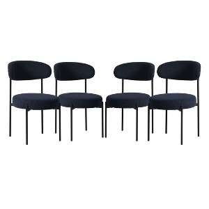 WestinTrends Alexandria Mid-Century Modern Upholstered Faux Shearling Round Dining Chairs - 1 of 4