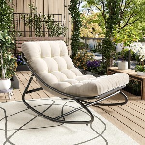 Oversized Papasan Rocking Chair, Papasan Egg Chair with Thick Cushion & Sturdy Metal Frame, Deep Seat Rattan Rocker - 1 of 4