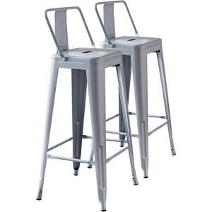Lyngins Set of 2/4 Industrial Metal Bar Stools,Counter Chairs with Bucket Back,Stools for Kitchen Counter,Living Room - 1 of 4