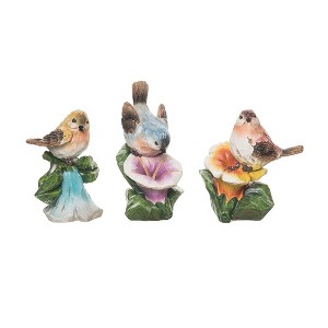 Transpac Resin Rustic Flower Bird Set of 3 Spring Home Decorations - 1 of 1