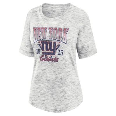 NFL New York Giants Women's Oatmeal Heather Rolled Sleeve T-Shirt