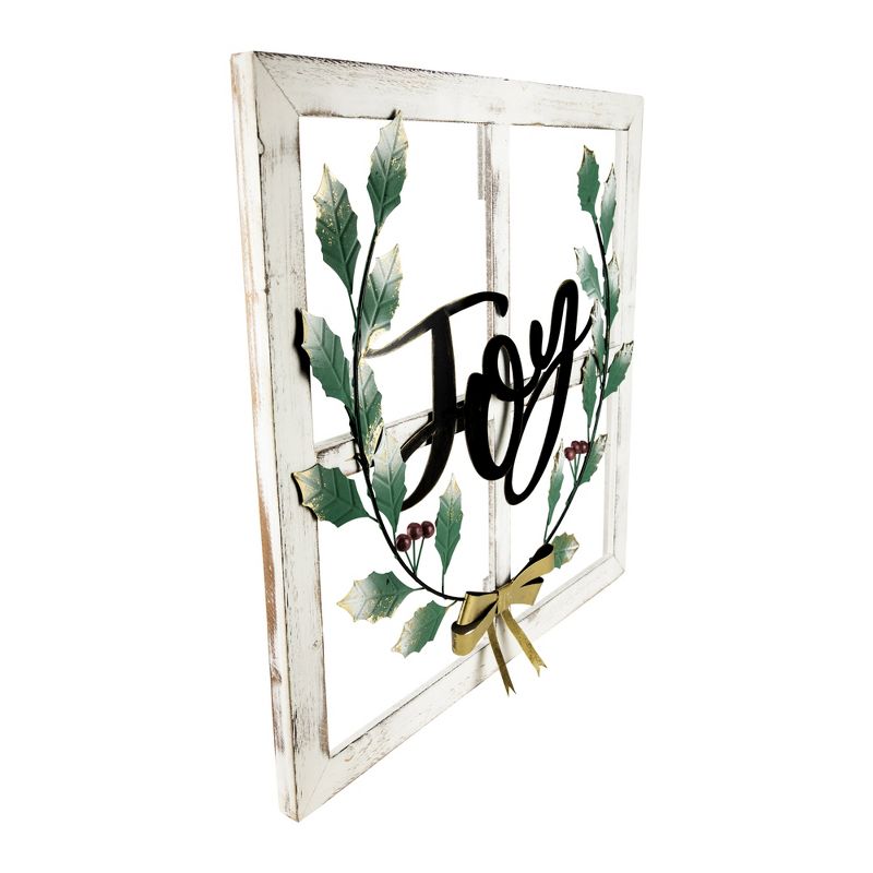 Northlight 23.75" Joy Window Frame with Holly Christmas Wall Sign, 3 of 6