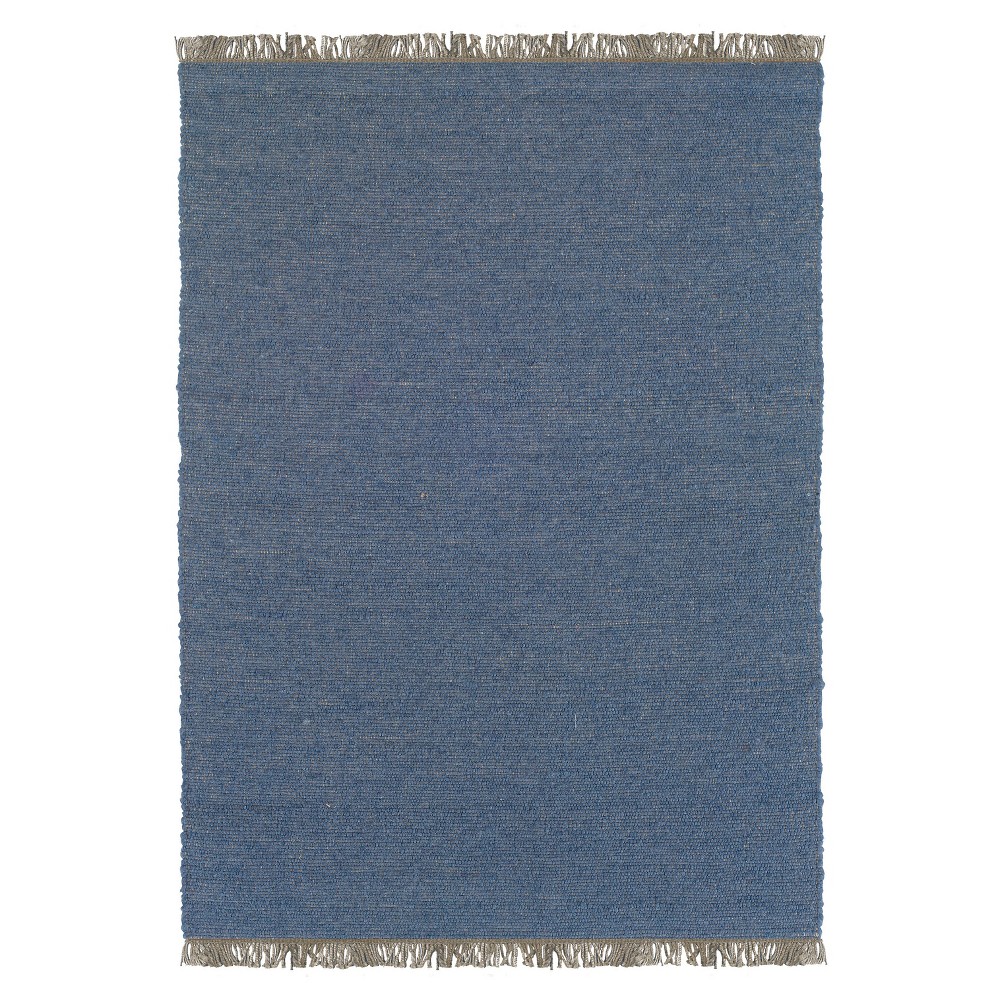 7'10inx10'4in Verginia Berber Reversible Flatweave Area Rug Denim Blue - Linon