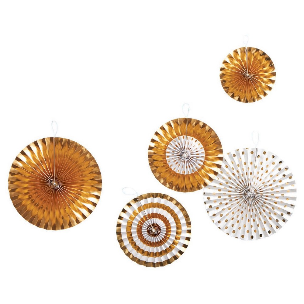 Gold & White Paper Lanterns Party Decoration 5 Count - Spritz