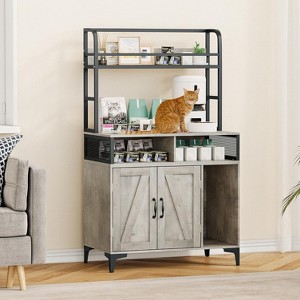 Acekool 55" Hidden Cat Litter Box Furniture - Storage Shelf & Scratching Pad for 2 Cats - 1 of 4