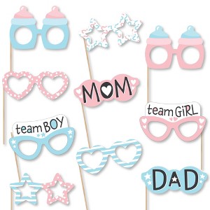 Big Dot of Happiness Baby Gender Reveal Glasses - Paper Card Stock Team Boy or Girl Party Photo Booth Props Kit - 10 Count - 1 of 4