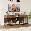 82" Large Dog Crate for 2 Dogs, Dog Kennel Indoor with 4 Drawers and Shelves, Double Dog Crate Furniture TV Stand, Wooden Dog Cage - 4 of 4