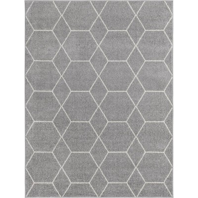 Light Gray 9' x 12' Synthetic Trellis Area Rug