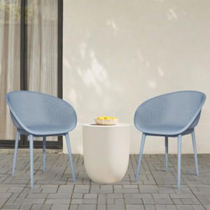 Set of 2 All-Weather Armchairs with Comfortable Backrest, Indoor Outdoor Armchairs, PP Patio Accent Chairs for Living Room or Beach–The Pop Home - 1 of 4