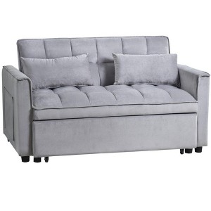 CAVINAS 3-in-1 Convertible Sleeper Sofa Bed,Modern Pull Out Couch with Adjustable Backrest,Velvet Loveseat with Storage Pockets,500LB Capacity - 1 of 4