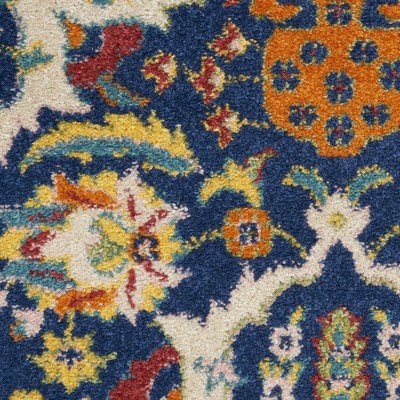 Navy Multicolor Floral Synthetic 5' x 7' Area Rug