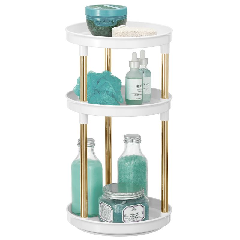 mDesign Spinning 3-Tier Lazy Susan 360 Makeup Organizer Tower, 1 of 5