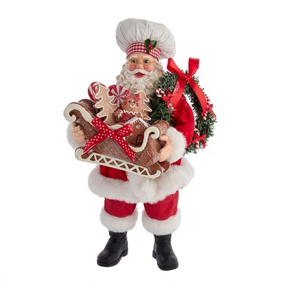 Kurt Adler 10.5-Inch Fabriché Chef Santa with Gingerbread Sleigh