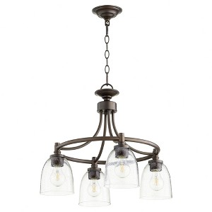 Quorum Lighting Rossington 4-Light Nook Pendant, Oiled Bronze, Clear Seeded - 1 of 1