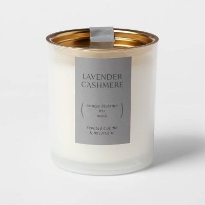 14oz Lidded Gray Glass Jar Crackling Wooden 3-Wick Candle with Paper Label  Coastal Wind + Lavender - Threshold™