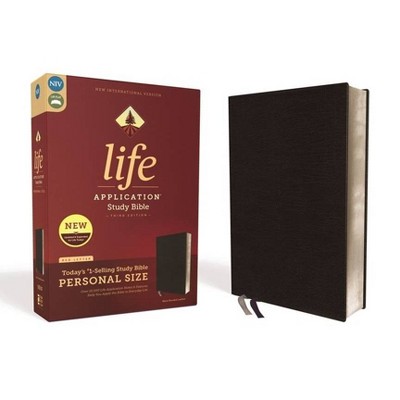 Niv, Life Application Study Bible, Third Edition, Personal Size, Bonded Leather, Black, Red Letter Edition - by  Zondervan (Leather Bound)