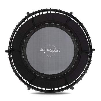 JumpSport 250 Indoor Mini Cushioned Rebounder Trampoline for Home Cardio and Fitmess with Premium Bungees and Workout DVD - Black