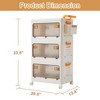 VECELO 3/4 Tier Stackable Storage Bins with Lid and Wheels  Collapsible Plastic Closet Storage Cabinet Home Organizer Beige - 3 of 4