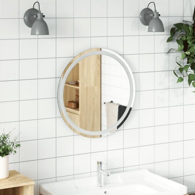 vidaXL LED Bathroom Mirror 23.6" Round - Waterproof and IP65 Rated, Convenient USB Interface, Glass Material, Wall-mounted, Transparent