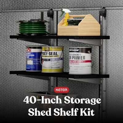 Black Steel Reinforced Adjustable Storage Shed Shelf Kit, 40 Inch