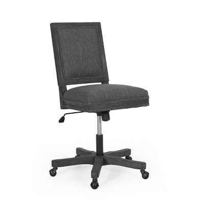 Charcoal Grey and Weathered Wood Rustic Swivel Office Chair